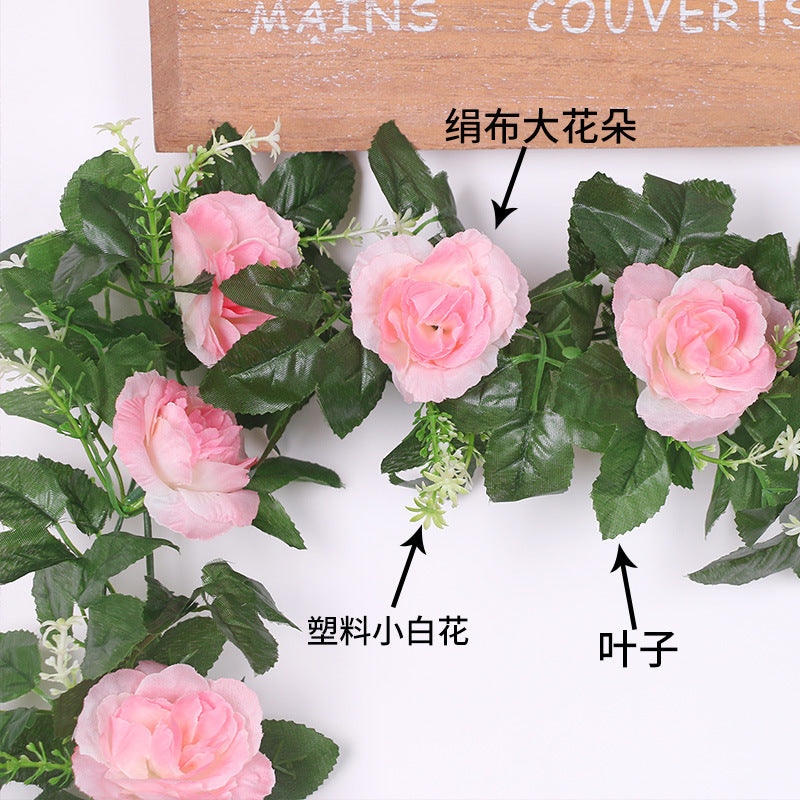 Artificial Rose Vine Garland - 10 Head Wedding Floral Decor