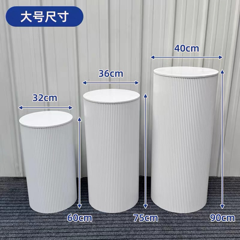 White Fluted Metal Display Plinth Set of 3 for Weddings