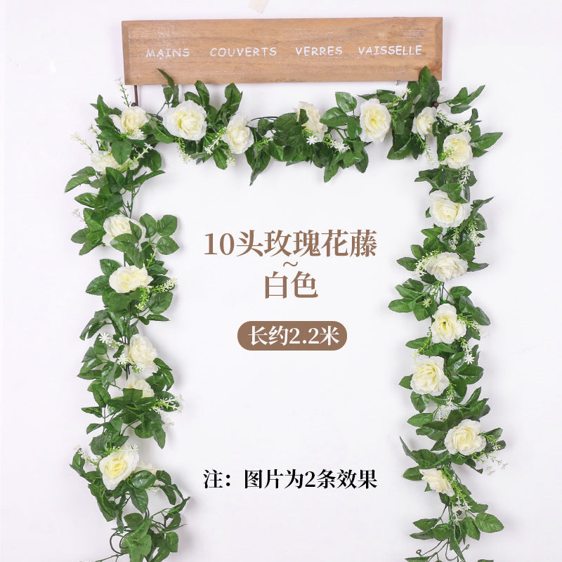 Artificial Rose Vine Garland - 10 Head Wedding Floral Decor