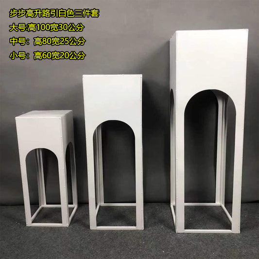White Archway Metal Plinth Set of 3 for Wedding Displays
